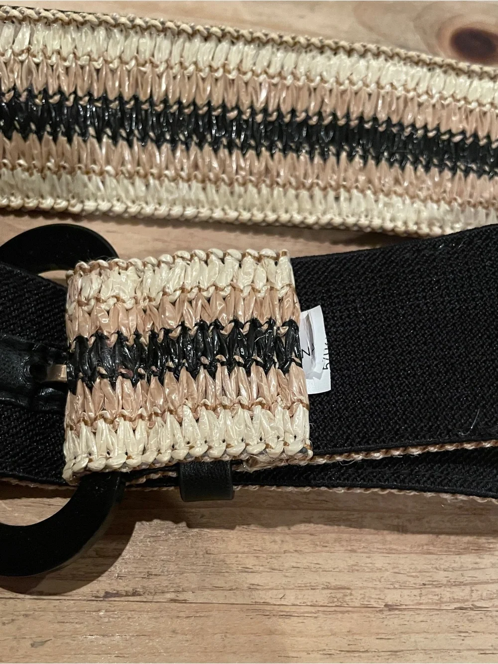 Brown Black Textured Woven Wide Belt beach lagum casual boho everyday OS